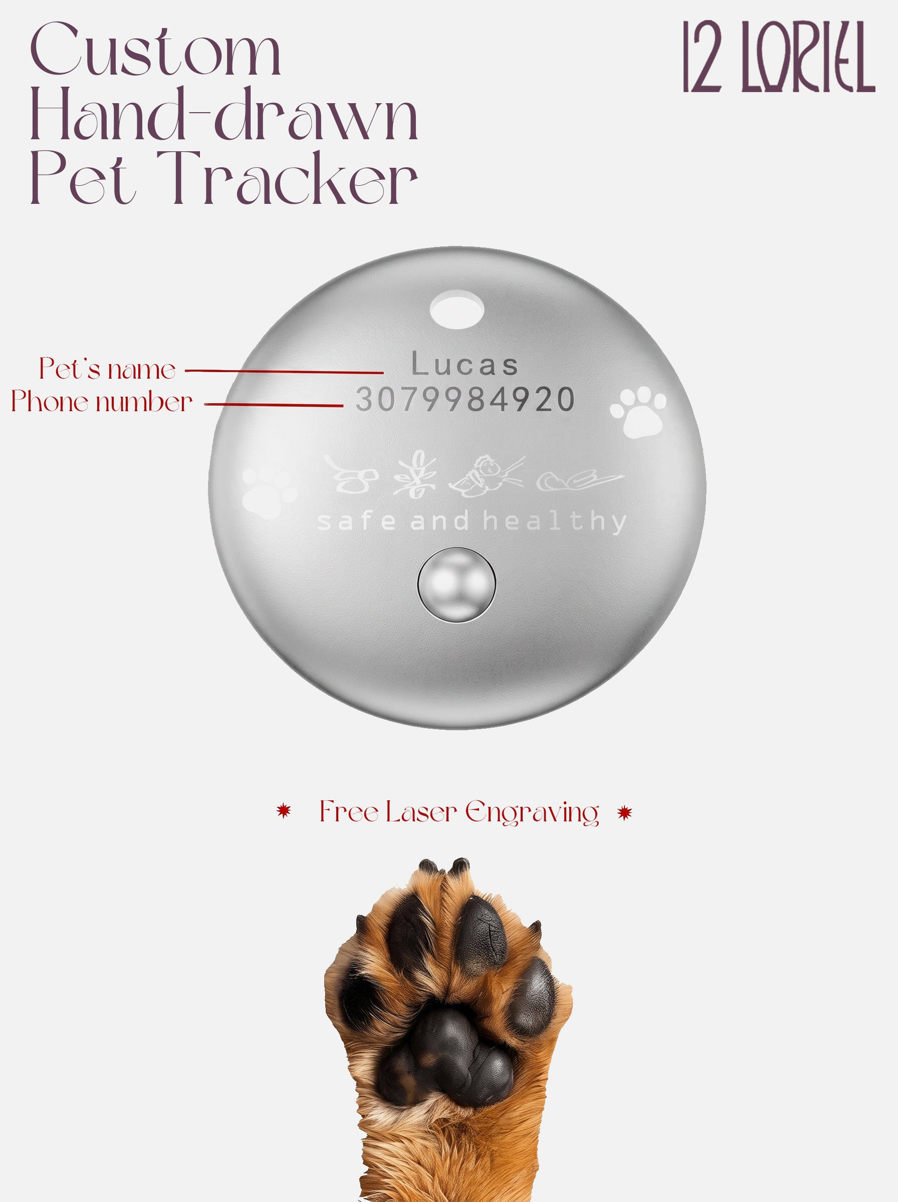 Custom Pet Portrait Collar Tag
