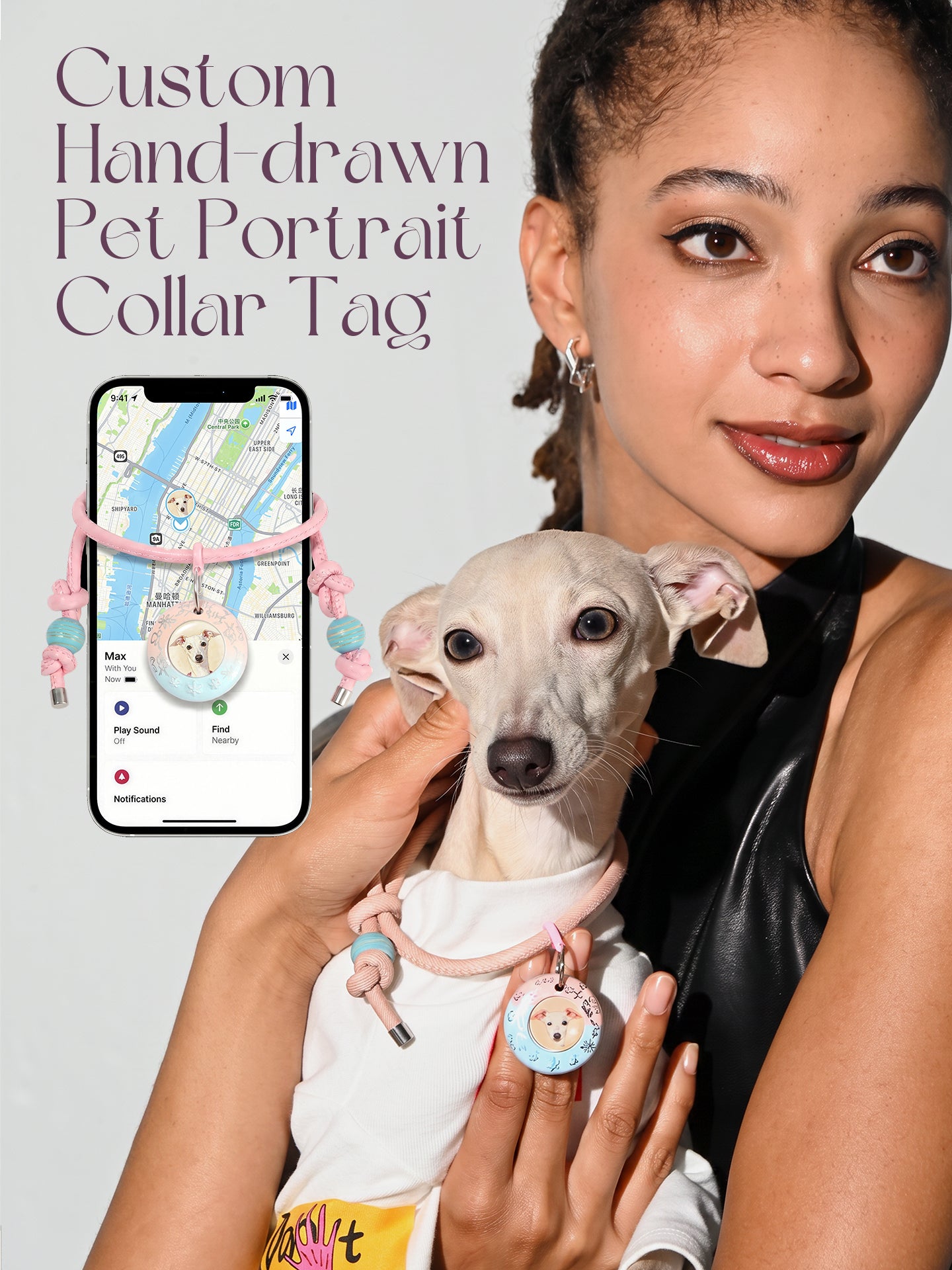 Custom Hand-Drawn Pet Portrait Collar Tag