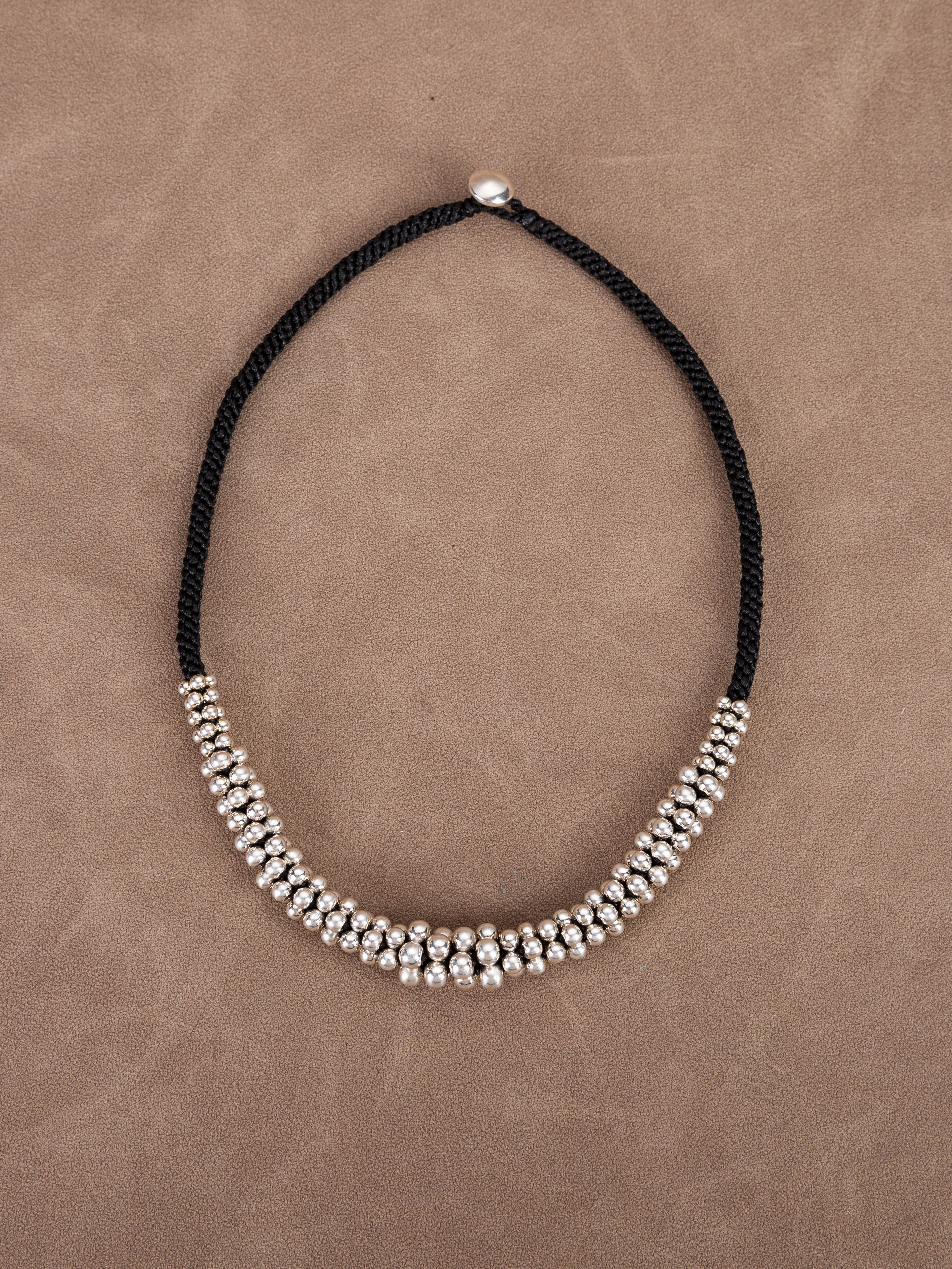 Hand-Woven 925 Silver Bead Necklace&Bracelet