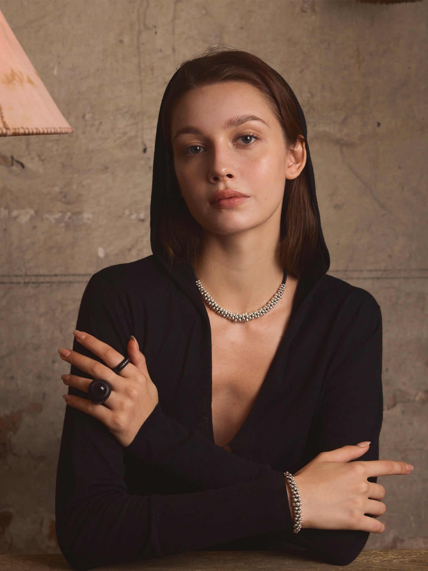 Hand-Woven 925 Silver Bead Necklace&Bracelet