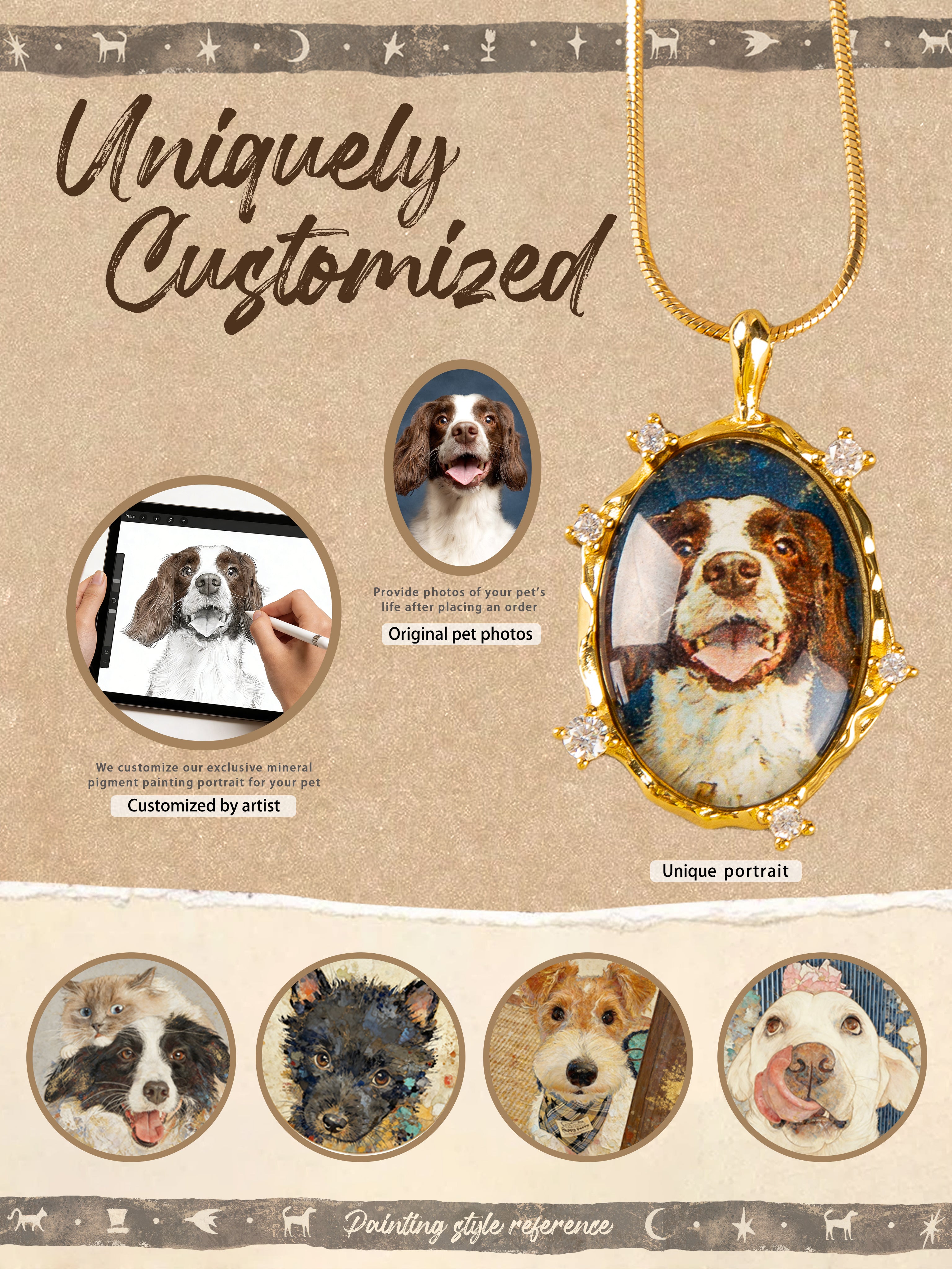 Dongba Pet Portrait Necklace
