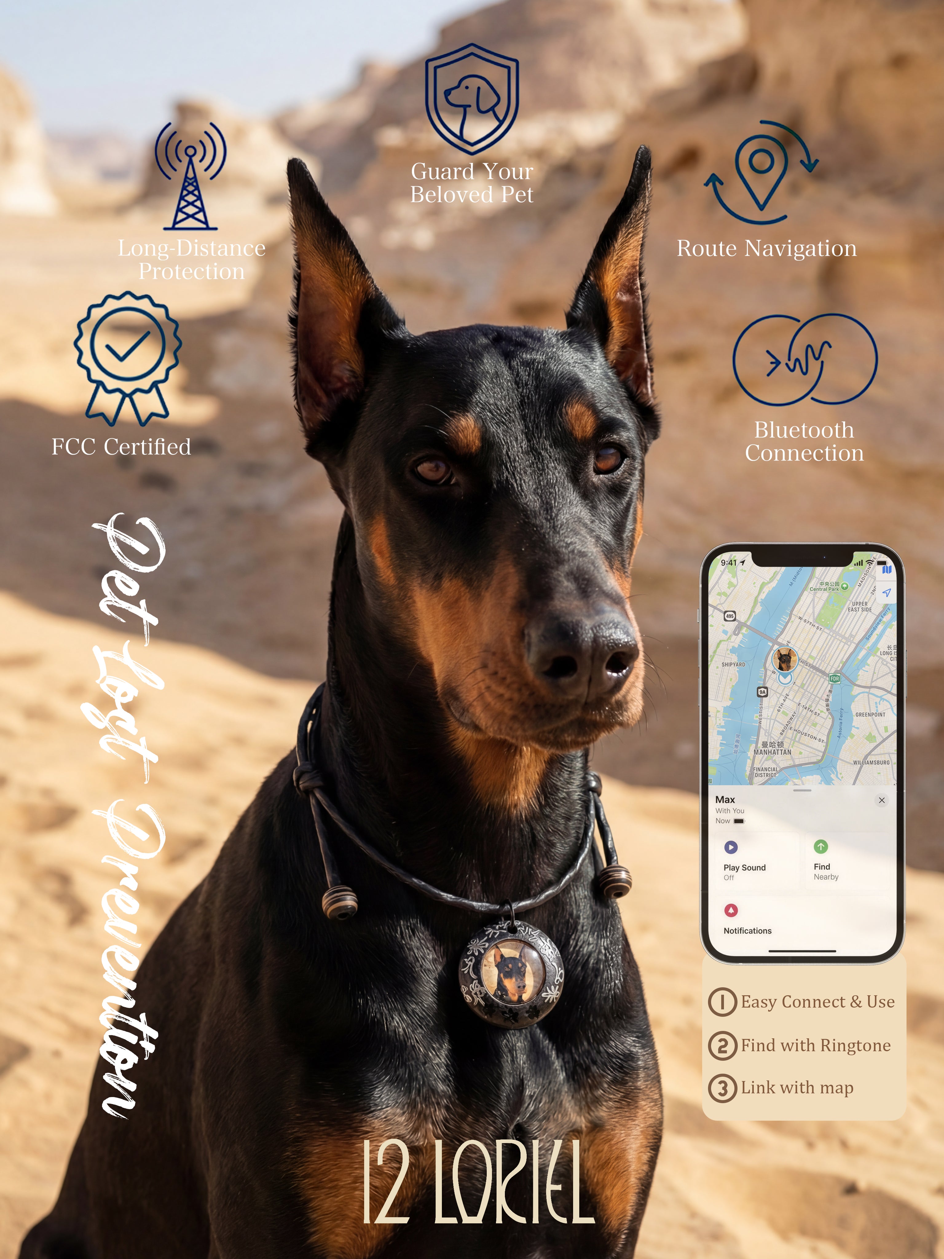 Custom Hand-drawn Pet Tracker（With strap）
