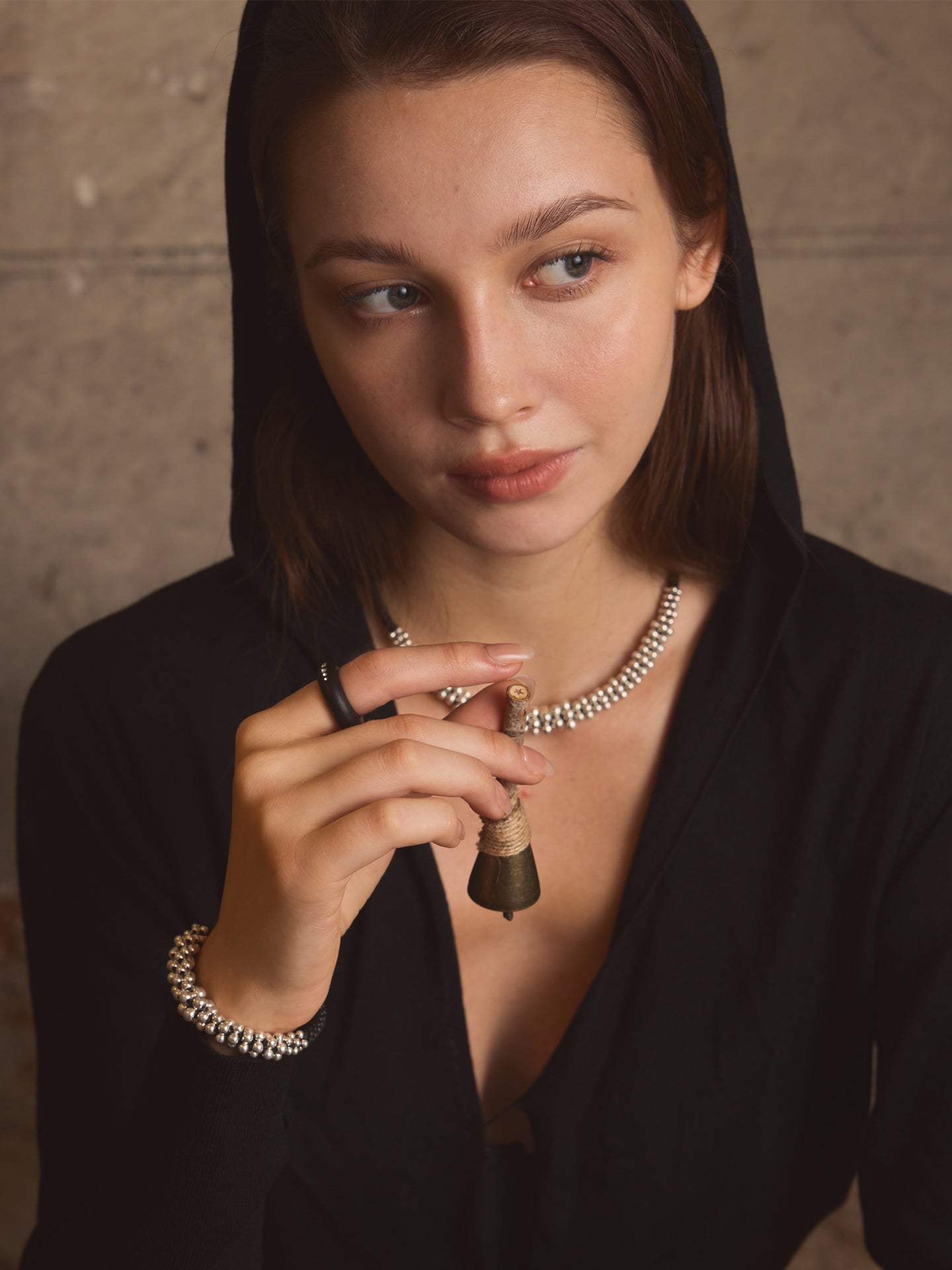 Hand-Woven 925 Silver Bead Necklace&Bracelet