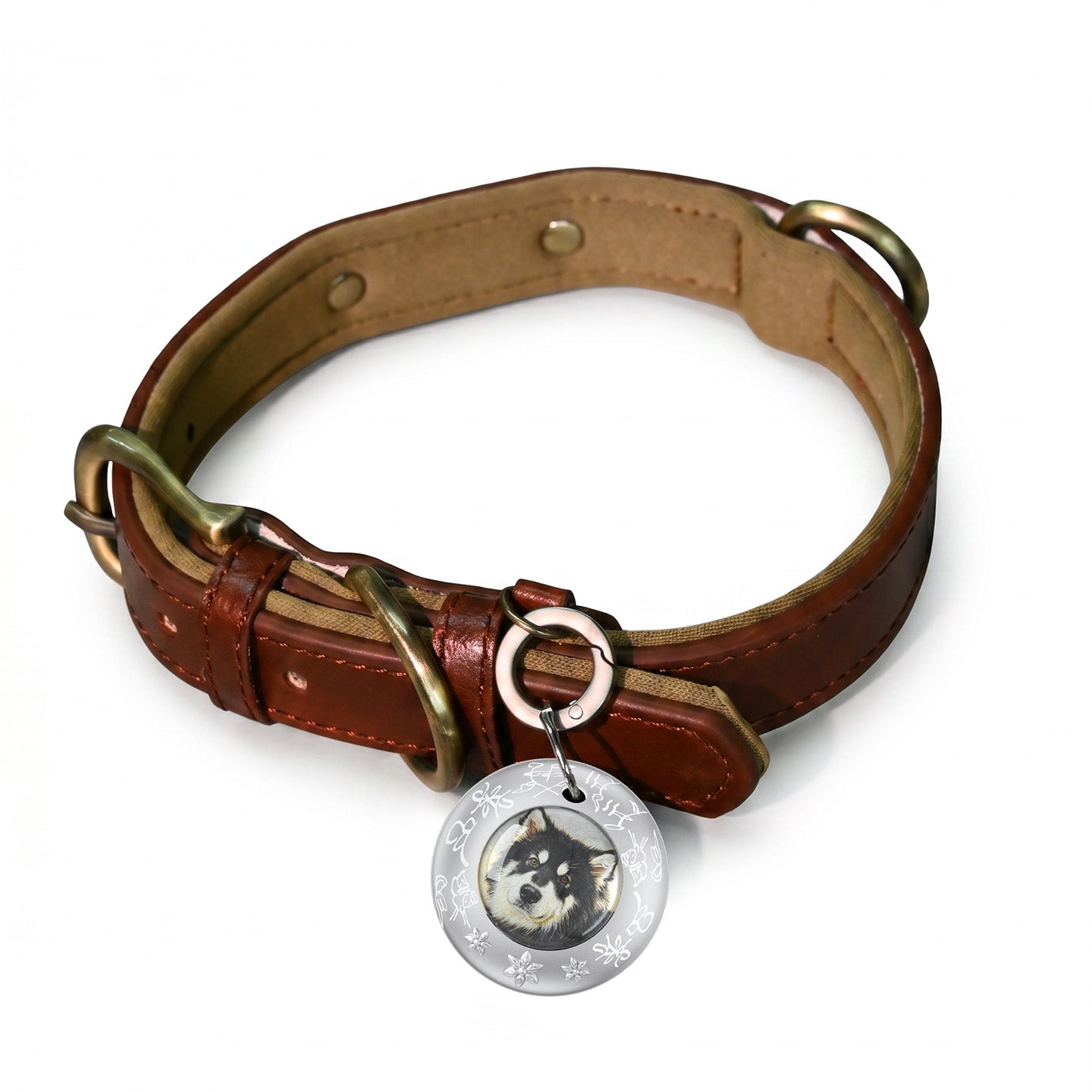 Custom Hand-drawn Pet Tracker（With leather collar）