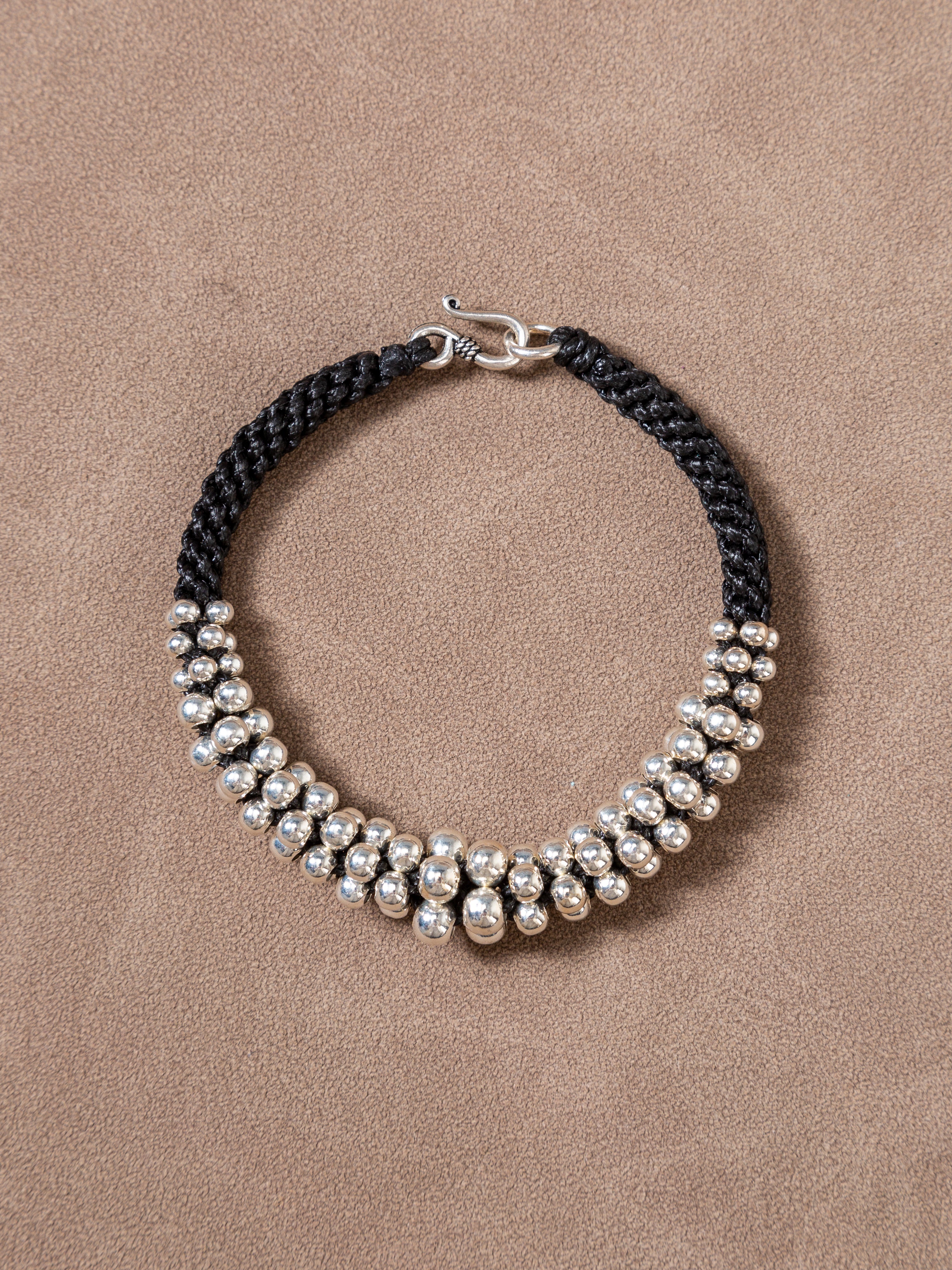 Hand-Woven 925 Silver Bead Necklace&Bracelet