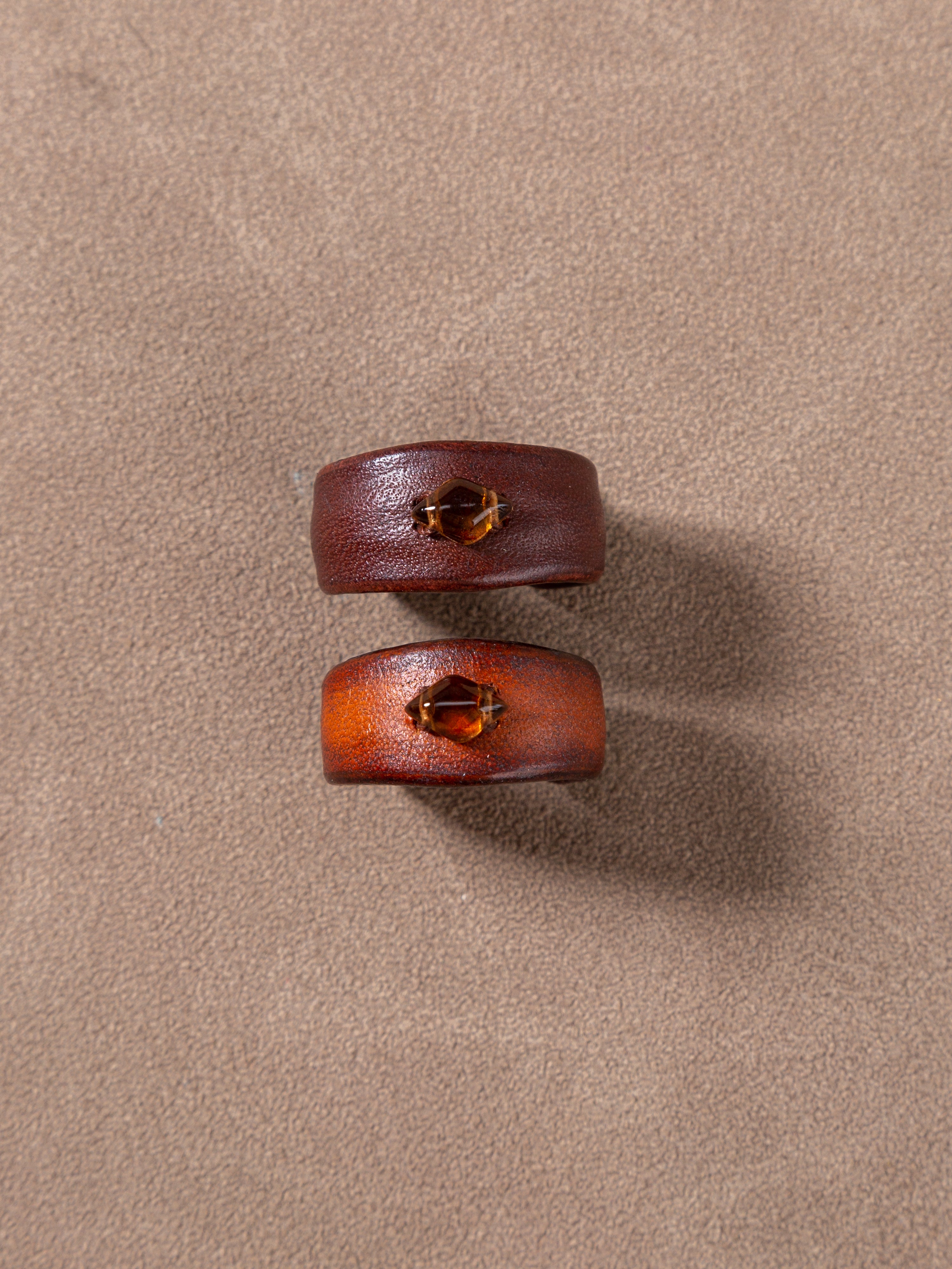 Handcrafted Leather & Citrine Healing Ring | Dongba Wisdom Infused